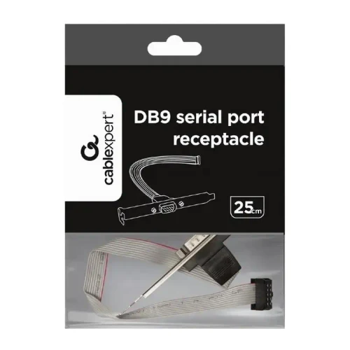DB9 serial port receptacle on bracket Cablexpert CCDB9RECEPTACLE, Gold