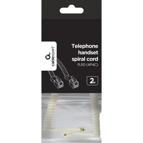  Telephone handset spiral cord Cablexpert TC4P4CS-2M, White