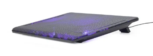 Gembird NBS-2F15-05, Notebook cooling stand, up to 15.6”, LED backlight in fans, Cooling fans: 2 pcs, 1500 RPM (± 10 %), airflow 20 CFM (± 10 %) each, noise 10 dBa, Black