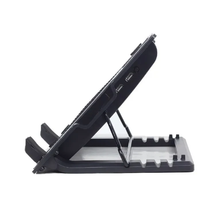 Gembird NBS-1F17T-01, Notebook cooling stand with height adjustment, up to 17”, LED backlight in fans, Large 12 cm cooling fan, 11500 RPM (± 10 %) noise 10 dBA, Black 4