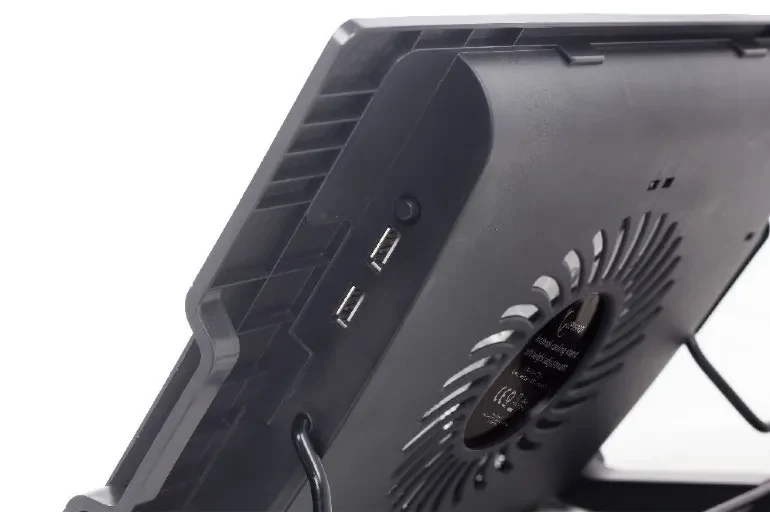 Gembird NBS-1F17T-01, Notebook cooling stand with height adjustment, up to 17”, LED backlight in fans, Large 12 cm cooling fan, 11500 RPM (± 10 %) noise 10 dBA, Black 2