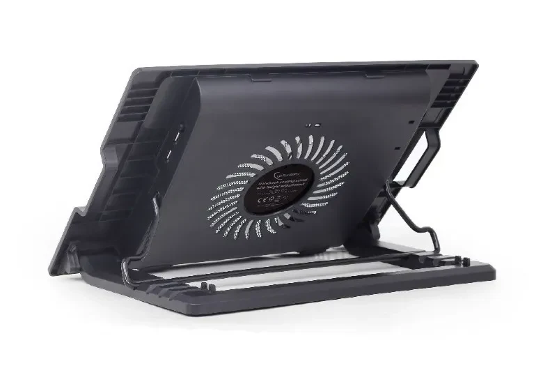 Gembird NBS-1F17T-01, Notebook cooling stand with height adjustment, up to 17”, LED backlight in fans, Large 12 cm cooling fan, 11500 RPM (± 10 %) noise 10 dBA, Black 3