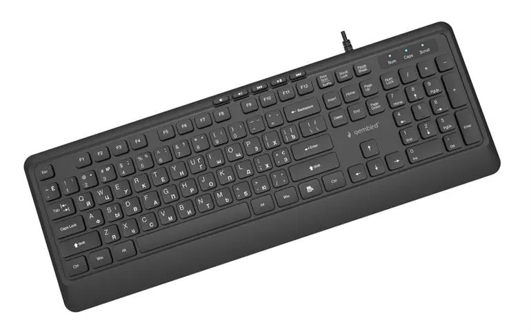 Gembird KB-MCH-05-CYRL, Professional slim key design, USB A+C combo plug, RU-layout, Black 4