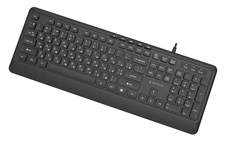 Gembird KB-MCH-05-CYRL, Professional slim key design, USB A+C combo plug, RU-layout, Black 5