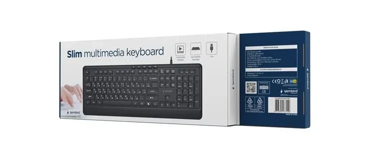 Gembird KB-MCH-05-CYRL, Professional slim key design, USB A+C combo plug, RU-layout, Black 6