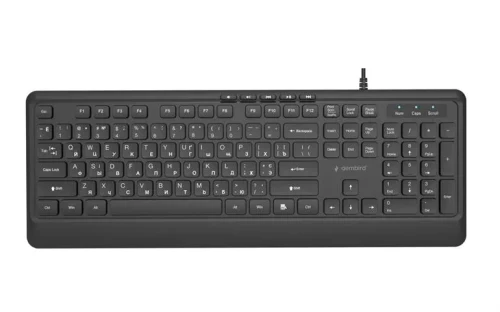 Gembird KB-MCH-05-CYRL, Professional slim key design, USB A+C combo plug, RU-layout, Black