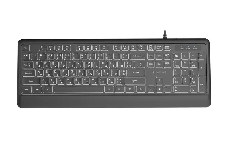 Gembird KB-MCH-05-CYRL, Professional slim key design, USB A+C combo plug, RU-layout, Black 2