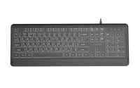 Gembird KB-UML-04-CYRL, Slim wired backlight keyboard, Professional slim key design, USB A+C combo plug, RU-layout, Black