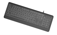 Gembird KB-UML-04-CYRL, Slim wired backlight keyboard, Professional slim key design, USB A+C combo plug, RU-layout, Black 3