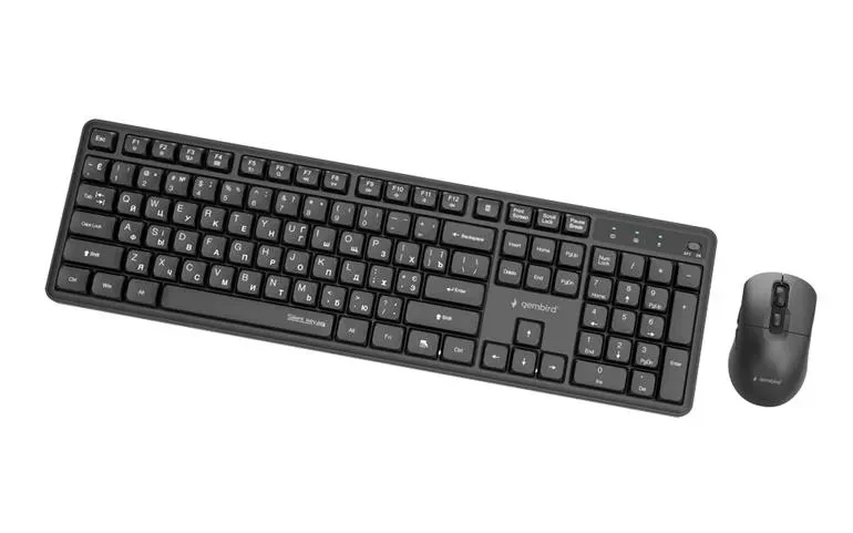 Gembird KBS-WMS-01-CYRL, Silent key Pro Business wireless desktop set, 2.4 GHz wireless full size keyboard and mouse, Single USB nano-receiver, Mouse dpi 1000-5000, RU-layout, Black 4
