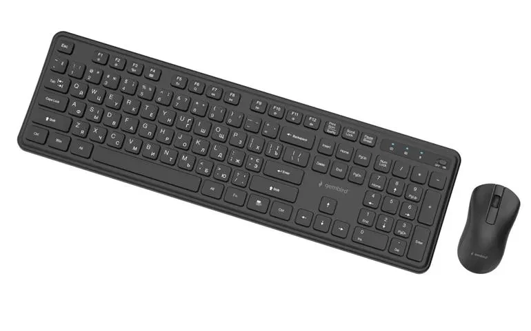 Gembird KBS-WPS-01-CYRL, Pro Business wireless desktop set, 2.4 GHz wireless full size keyboard and mouse, Single USB nano-receiver, Mouse dpi 1200, RU-layout, Black 4