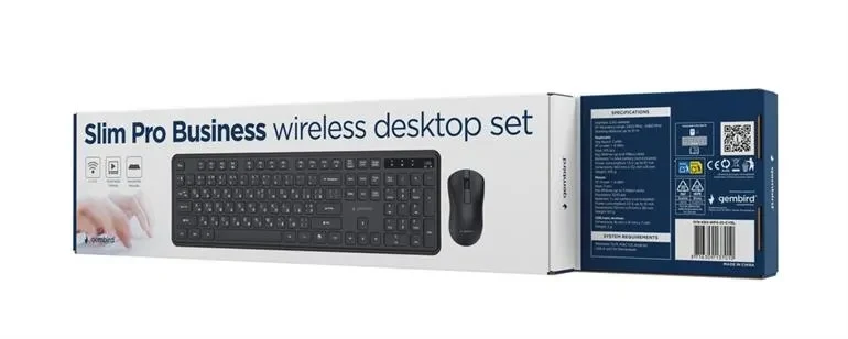 Gembird KBS-WPS-01-CYRL, Pro Business wireless desktop set, 2.4 GHz wireless full size keyboard and mouse, Single USB nano-receiver, Mouse dpi 1200, RU-layout, Black 5