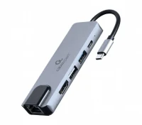 5-in-1 multi-port adapter Gembird  A-CM-COMBO5-04/ USB-C/ 2xUSB-A/ HDMI/ RJ45