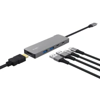 Trust Dalyx 5-in-1 USB-C Multiport Adapter, USB v.3.2 gen 1, HDMI V 2.0 (4K@60Hz),  fast data transfers (5 Gbps), 2 x USB-C, 2 x USB-A, Charging technology USB PD2.0 (up to 5A/85W), Cable length main 10 cm, 48g