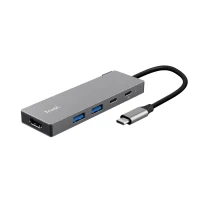 Trust Dalyx 5-in-1 USB-C Multiport Adapter, USB v.3.2 gen 1, HDMI V 2.0 (4K@60Hz),  fast data transfers (5 Gbps), 2 x USB-C, 2 x USB-A, Charging technology USB PD2.0 (up to 5A/85W), Cable length main 10 cm, 48g 2