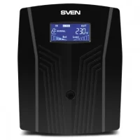 SVEN Pro 1500 (LCD,USB), Line-interactive UPS with AVR, 1500VA /900W, Multifunction LCD display, 3x Schuko outlets, 2x9AH, AVR: 175-280V, USB, RJ-11, Cable 1.1m, Cold start function, Black 2