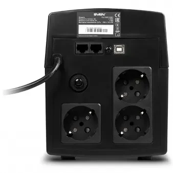 SVEN Pro 1500 (LCD,USB), Line-interactive UPS with AVR, 1500VA /900W, Multifunction LCD display, 3x Schuko outlets, 2x9AH, AVR: 175-280V, USB, RJ-11, Cable 1.1m, Cold start function, Black 3