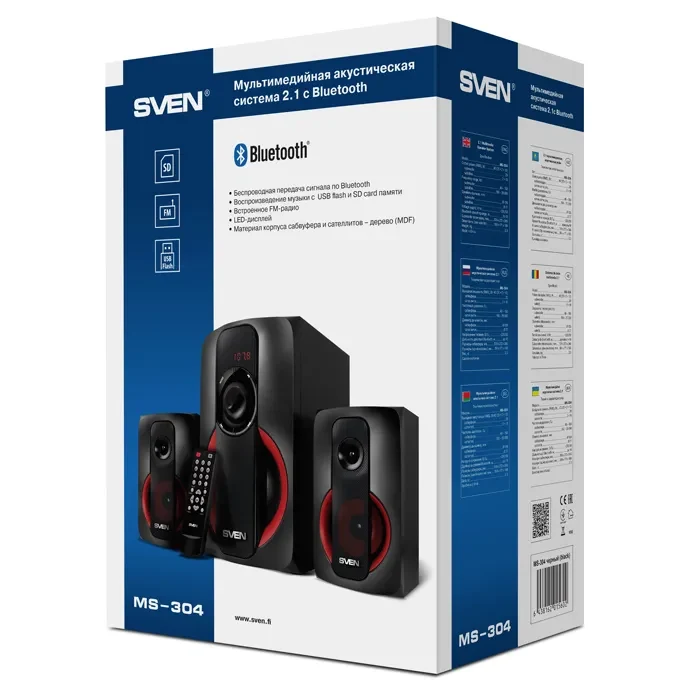 Boxe 2.1 SVEN MS-304 / 40W RMS / Bluetooth / FM-tune / USB Flash / SD card / Black 3