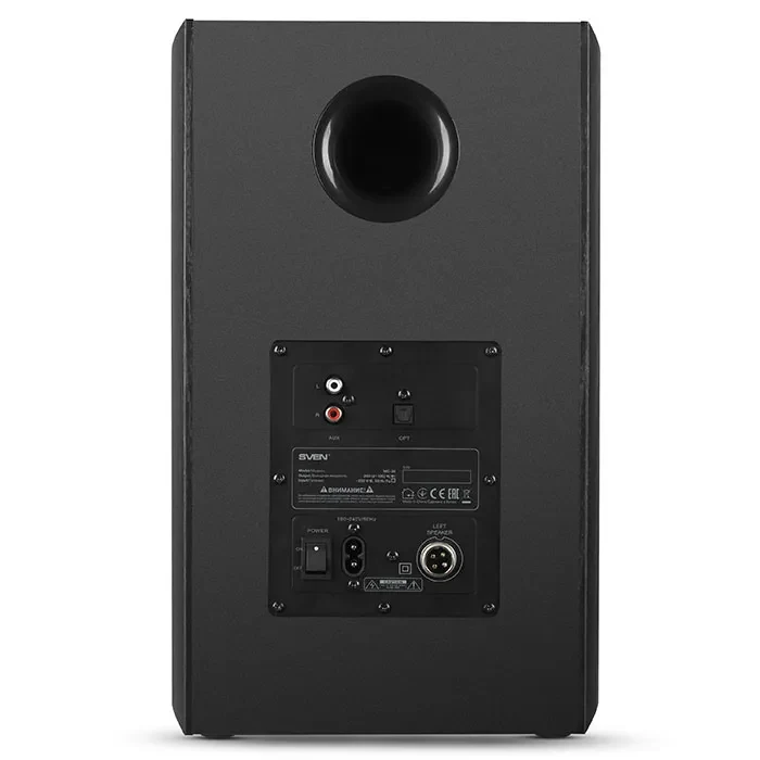 SVEN MC-30 Black,  2.0 / 2x100W RMS, D-CLASS AMPLIFIER WITH DSP, remote control, dimensions 225x255x355 mm, black, wooden. 3