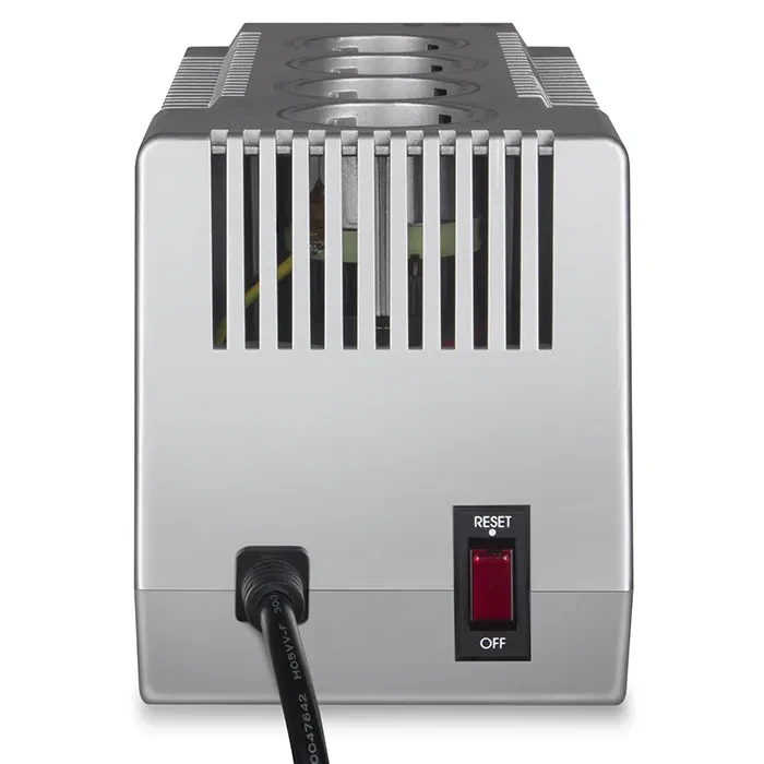 SVEN VR-F1500, 500W, Automatic Voltage Regulator, 4x Schuko outlets, Input voltage: 180-285V, Output voltage: 230V ± 10%, input and output voltage digital indicator on the front panel, Power supply delay function, metal body, Black 4