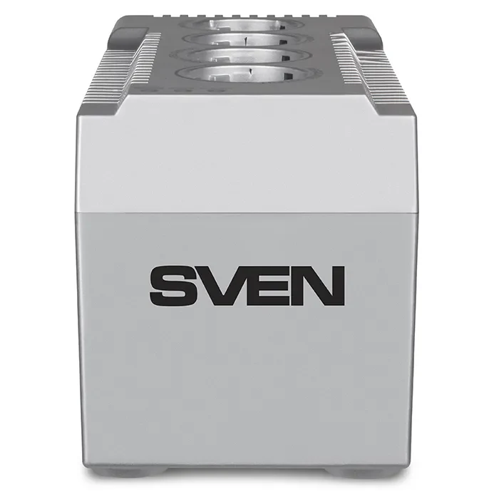 SVEN VR-F1500, 500W, Automatic Voltage Regulator, 4x Schuko outlets, Input voltage: 180-285V, Output voltage: 230V ± 10%, input and output voltage digital indicator on the front panel, Power supply delay function, metal body, Black 2