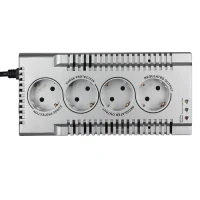 SVEN VR-F1500, 500W, Automatic Voltage Regulator, 4x Schuko outlets, Input voltage: 180-285V, Output voltage: 230V ± 10%, input and output voltage digital indicator on the front panel, Power supply delay function, metal body, Black 3