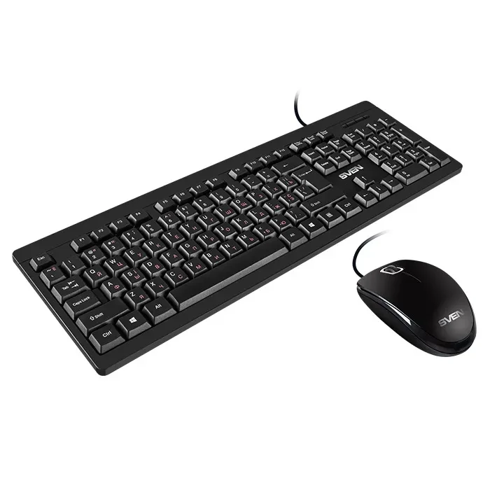 SVEN KB-S320C, Keyboard 104 keys + Mouse (Optical 800 dpi, 3+1 (scroll wheel)), Waterproof design, 1.5m, USB, Black, Rus/Ukr/Eng 2