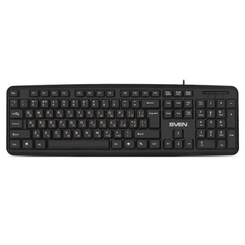 SVEN KB-S230, Keyboard, Waterproof construction, 104 keys, 2m, USB, Black, Rus/Ukr/Eng