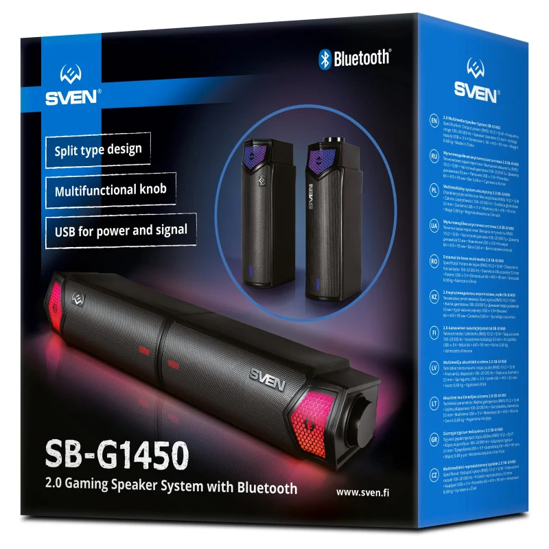 Soundbar gaming compact SVEN SB-G1450 / 10W RMS / Bluetooth 6