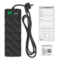Surge Protector SVEN SF-10E-16/ 10 Sockets/ 3680W/ 3.0m/ Black 4