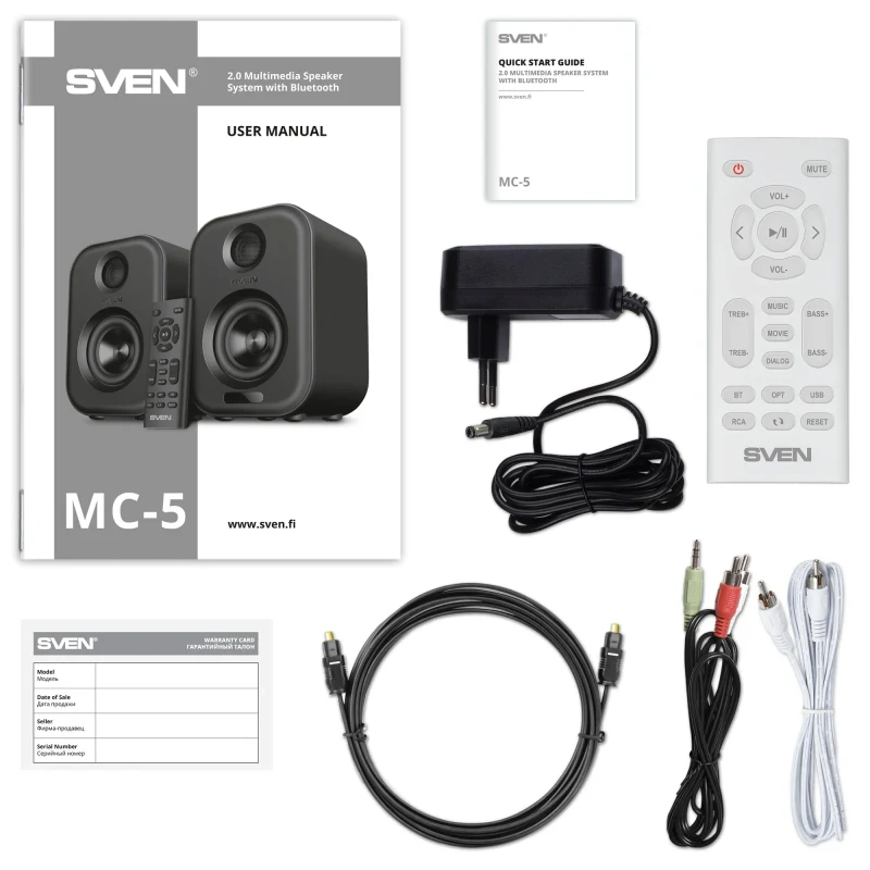 Boxe 2.0 SVEN MC-5 / 50W RMS, Bluetooth / USB / White 8
