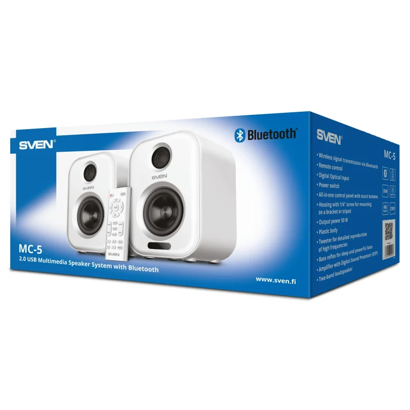 Boxe 2.0 SVEN MC-5 / 50W RMS, Bluetooth / USB / White 9
