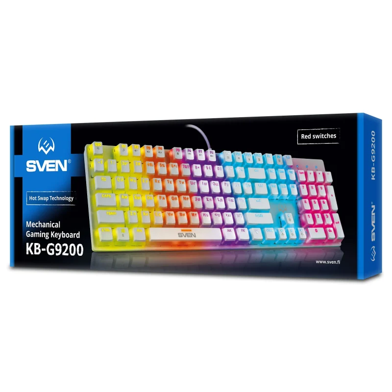 Tastatura Gaming Mecanica SVEN KB-G9200 RGB / USB / 1.8m / White 7