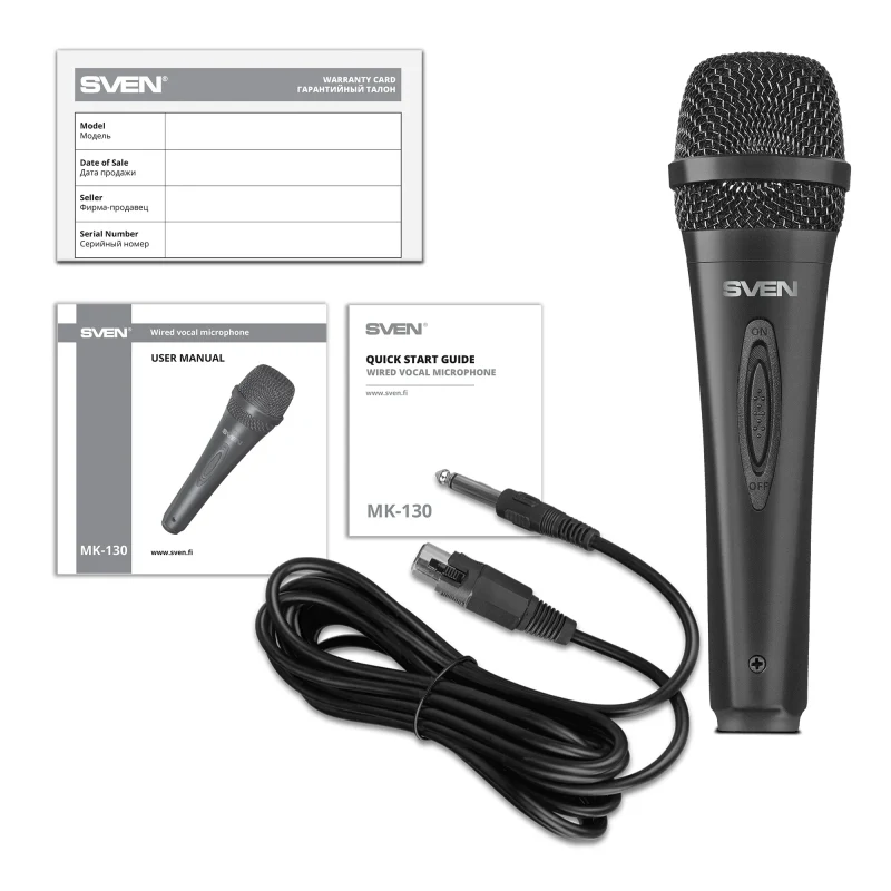 Microfon SVEN MK-130 / 3.5mm mini-jack, 6.7mm jack/ 3m / Black 5