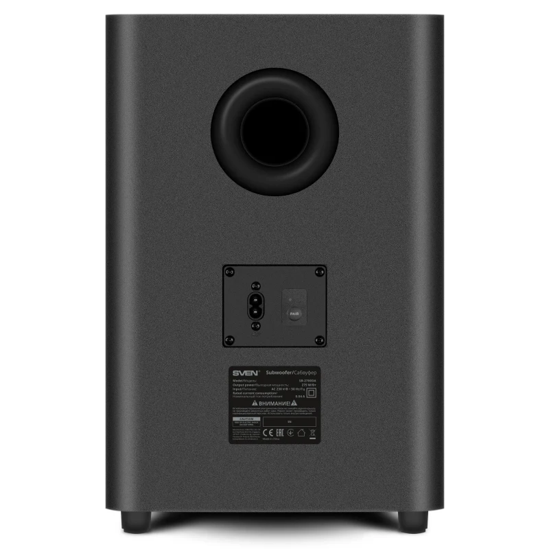 SVEN Soundbar SB-2700DA  with wireless subwoofer, 450 W, 275W + 7*25W (5.1.2), DolbyAtmos, Bluetooth, HDMI, USB, Wireless Subwoofer, HDMI (ARC), SPDIF (Optical),  AUX (3.5mm jack), remote control, LED display, black 5