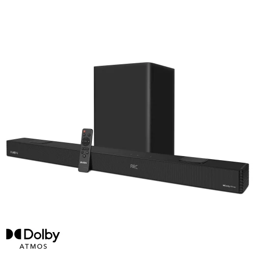 SVEN Soundbar SB-2700DA  with wireless subwoofer, 450 W, 275W + 7*25W (5.1.2), DolbyAtmos, Bluetooth, HDMI, USB, Wireless Subwoofer, HDMI (ARC), SPDIF (Optical),  AUX (3.5mm jack), remote control, LED display, black
