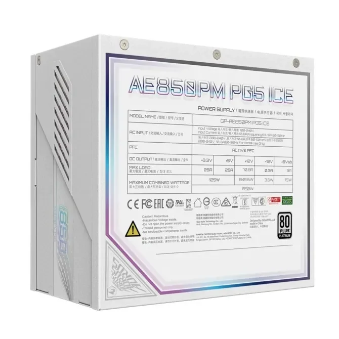 Bloc de alimentare 850W GIGABYTE AORUS ELITE ”GP-AE850PM PG5 ICE” 4