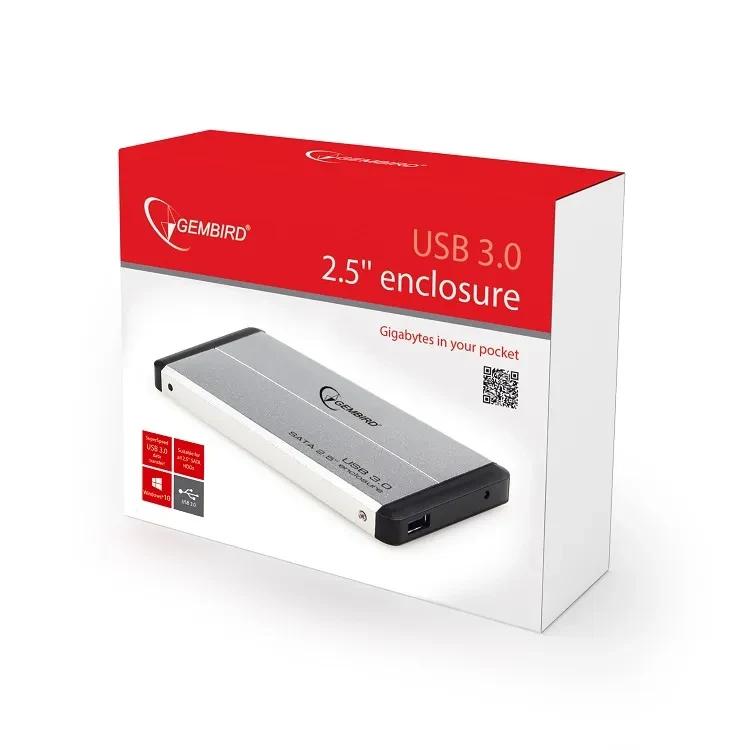 Gembird EE2-U3S-2-S, External enclosure for 2.5'' SATA HDD with USB3.0(5Gb/s) interface, Silver 3