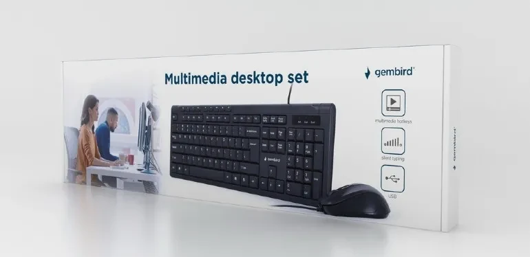 Gembird KBS-UM-04, Multimedia desktop set, black, US-Layout, Black 4