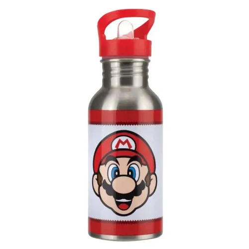 Water bottle Paladone Super Mario with Straw, Multicolored