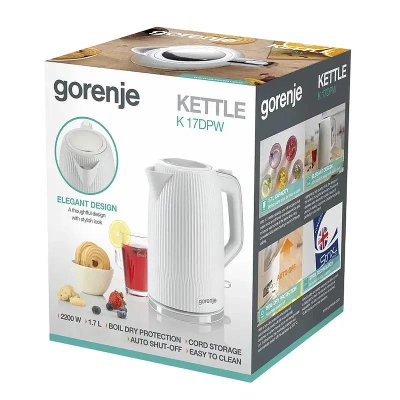 Electric Kettle Gorenje K17DPW, White 5
