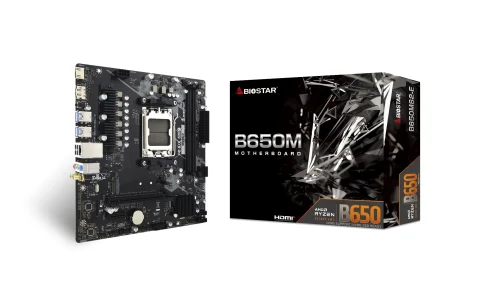 BIOSTAR B650MS2-E, Socket AM5, AMD B650, Dual 2xDDR5-6000, APU AMD graphics, HDMI, DP, 1xPCIe X16, 4xSATA3, RAID, 1xM.2 4.0, 1xPCIe X1, ALC897 7.1 HDA, 2.5GbE LAN, 6xUSB3.2, mATX