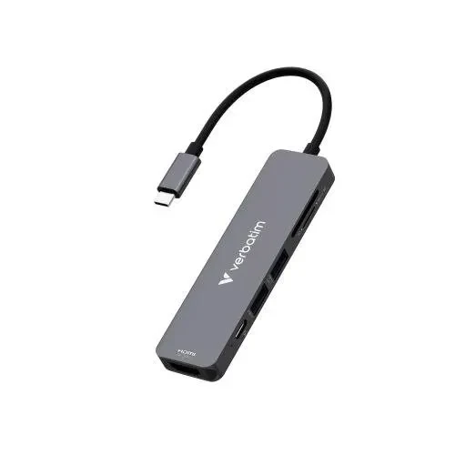 Adaptor Multiport USB-C Verbatim Essentials/ HDMI, USB-C PD, USB-A 3.2 Gen 1, USB-A, SD & microSD 3