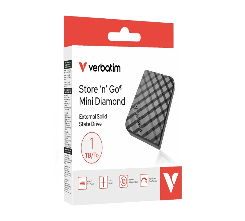 SSD Extern M.2 Verbatim Store 'n' Go Mini Diamond / 1TB / USB 3.2 Gen2 / Black 3