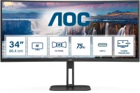 34.0” Monitor AOC CU34V5C/BK/ Curved/ 1ms/ 21:9/ 4K/ Black