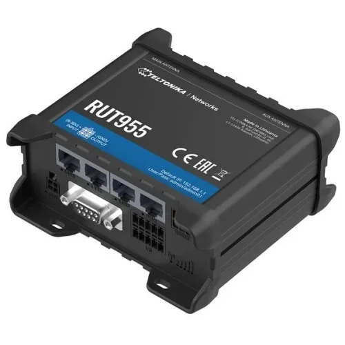 LTE WLAN Router, Euro PSU, 2 x LTE antennas, 2 x WiFi antennas, RS485 connector block, I/O connector block, DIN rail + GNSS antenna