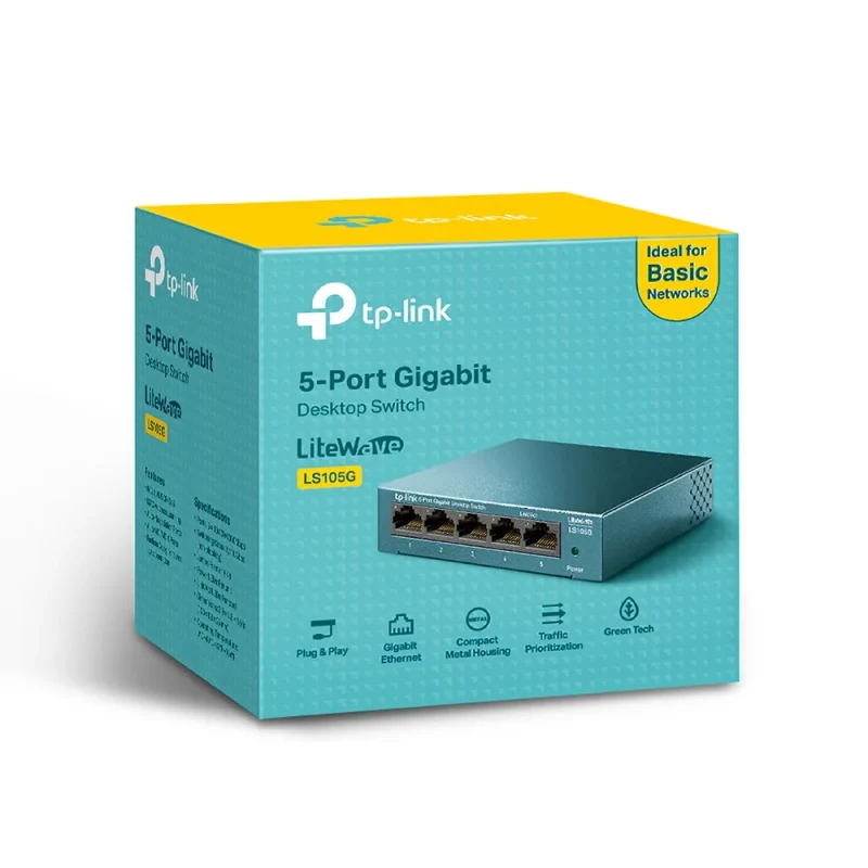 Switch TP-LINK LS105G / 5 port / Gigabit / RJ45 / steel case, LiteWave, Green Technology 3