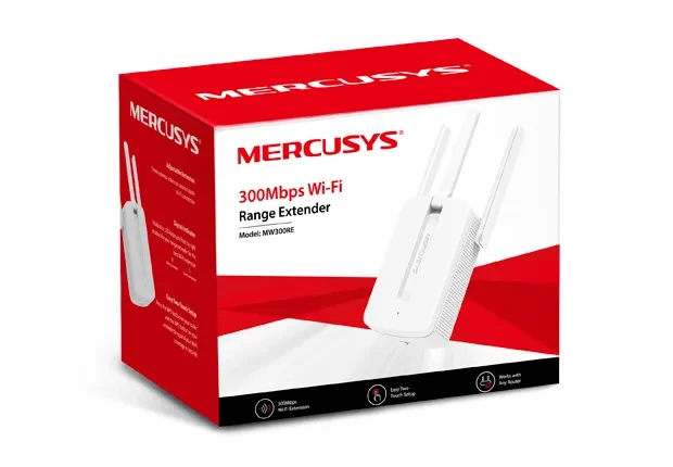 MERCUSYS MW300RE  N300 Wireless Wall Plugged Range Extender, 300Mbps, 2.4GHz, 802.11n/g/b, Ranger Extender button, Range extender mode, MIMO with 3 external antennas 3