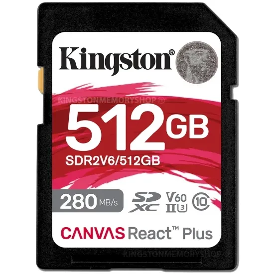 Card de memorieSD 512GB V60 Kingston Canvas React Plus, 280MB/s, UHS-II 2