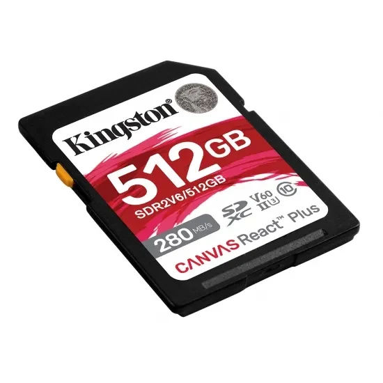 Card de memorieSD 512GB V60 Kingston Canvas React Plus, 280MB/s, UHS-II 3
